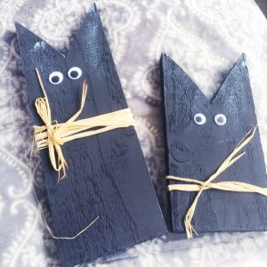 black wooden cat ornaments